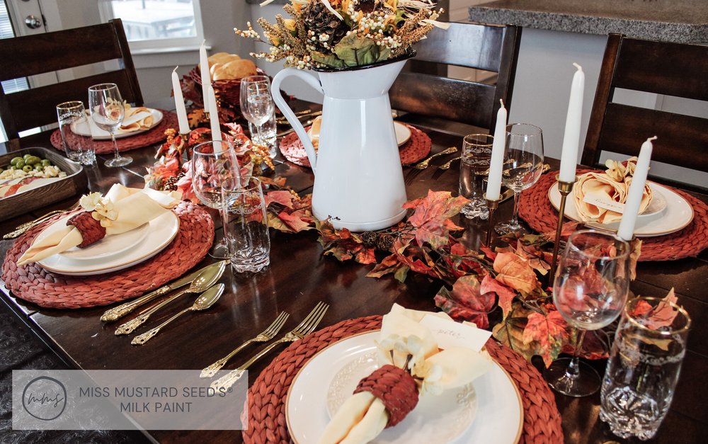 Thanksgiving tablescape with Miss Mustard Seed's Milk Paint