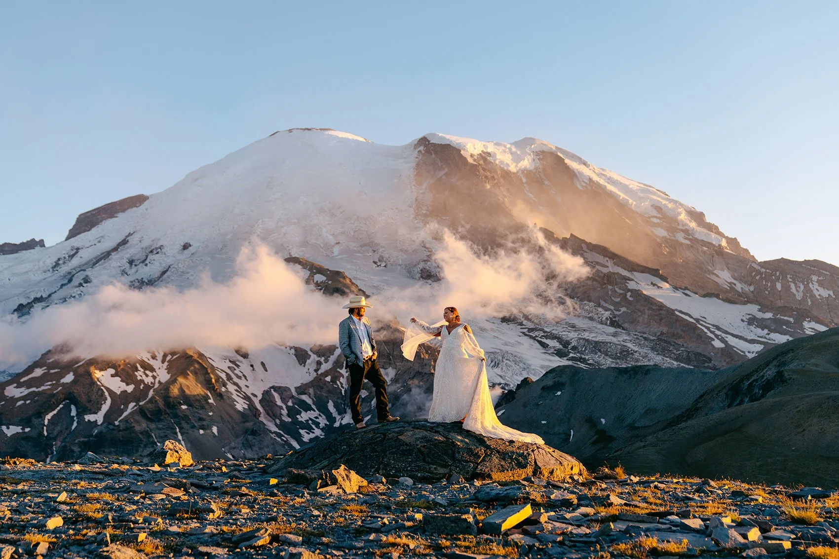 couple getting married at Burroughs Mt Rainier National Park