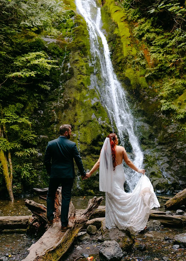 waterfall elopement in olympic national park