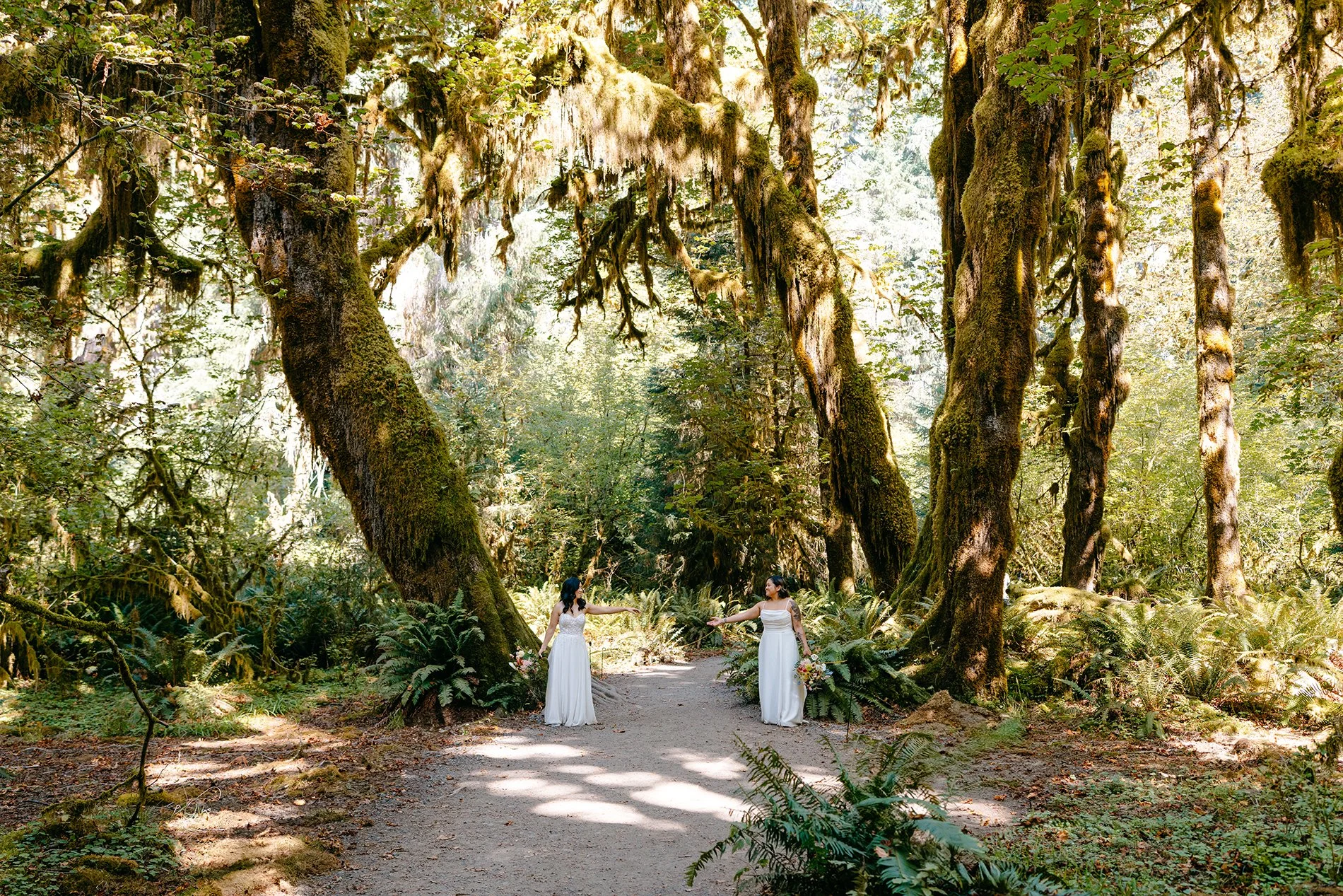 lesbian couple getting married in Hoh rainforest Olympic national Park