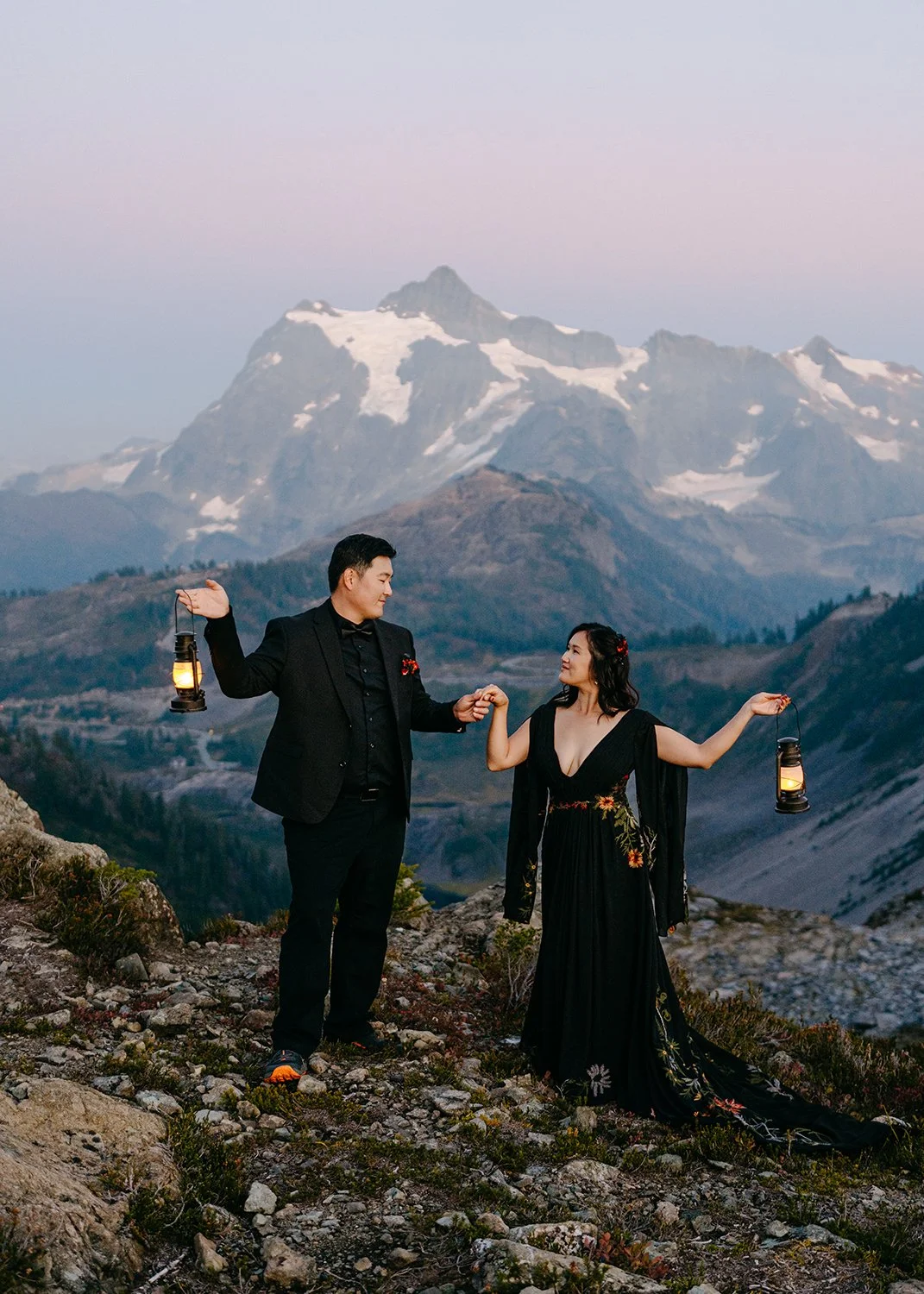 black wedding attire artist point wedding