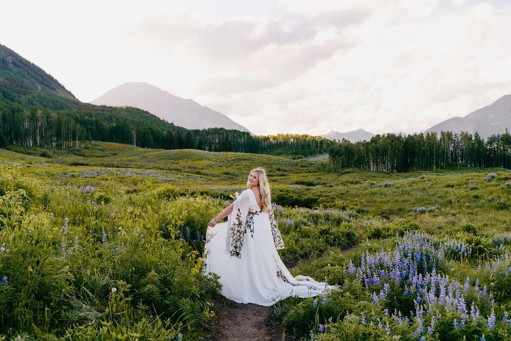 unique flower wedding dress at snodgrass elopement