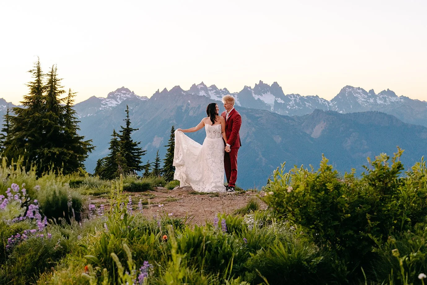 couple eloping in the mountains by themselves