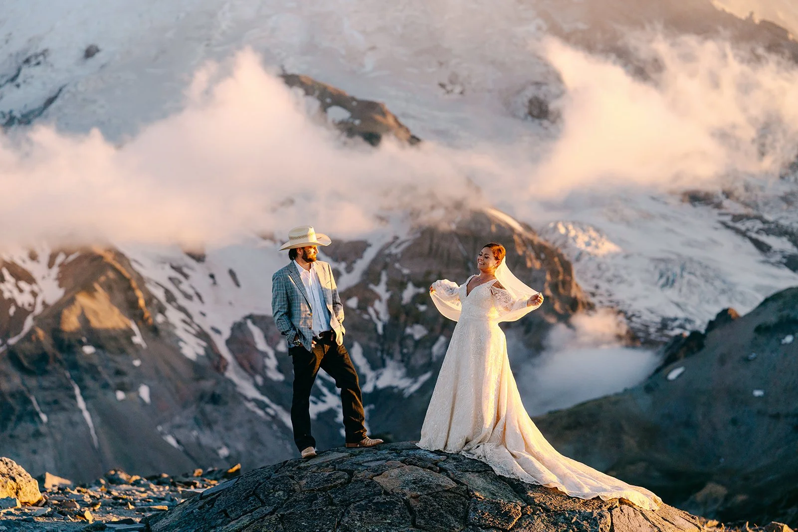 couple getting married at Burroughs mount rainier