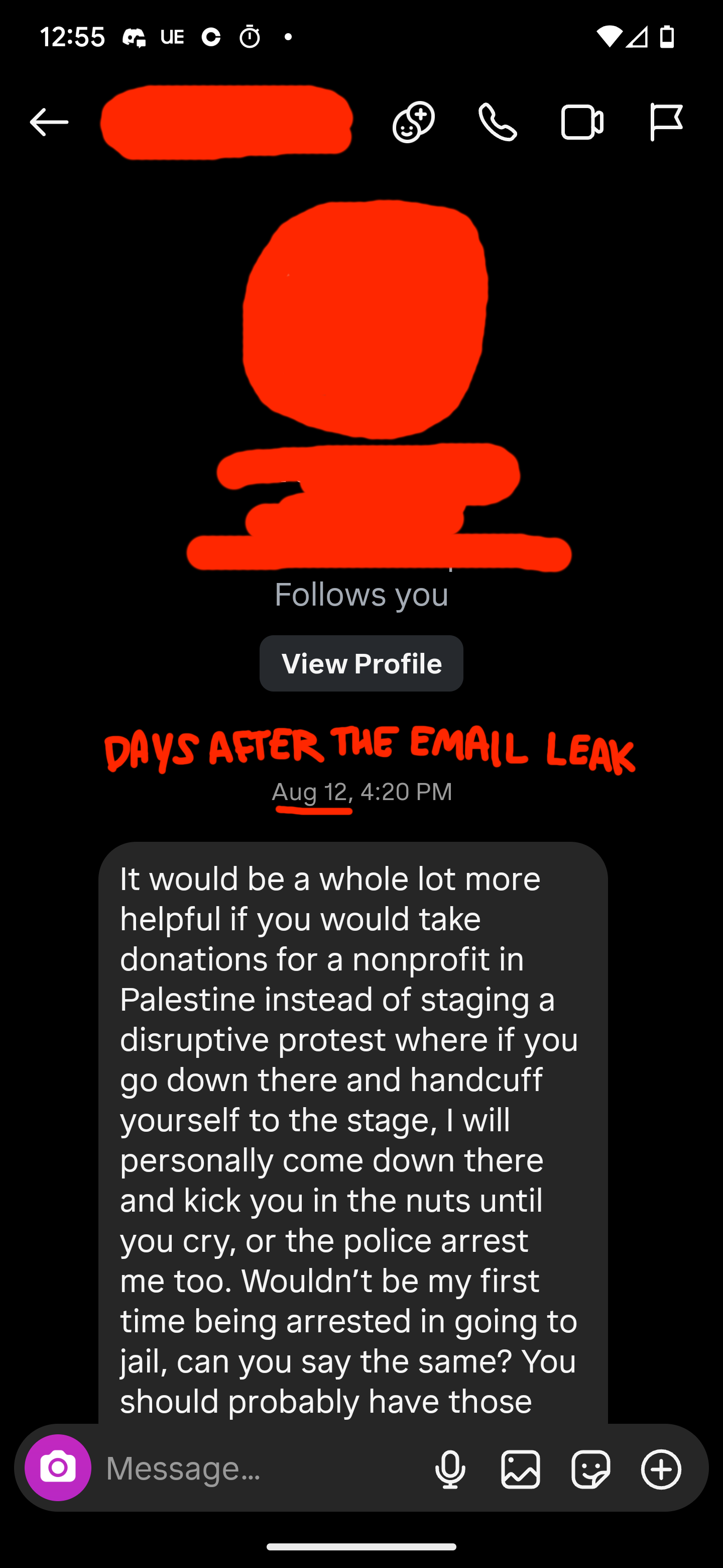 1. Their initial message to me, days after the email leaked to Reddit.
