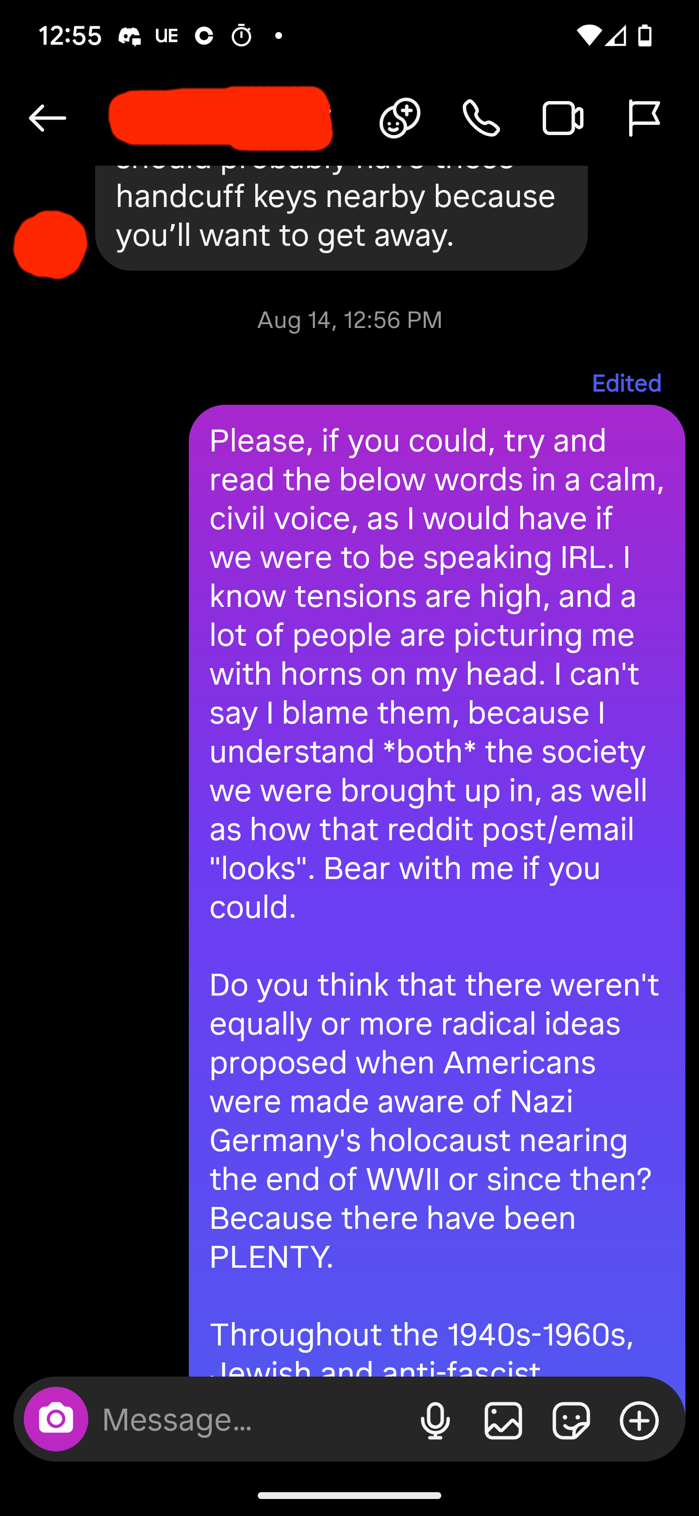 2. It's hard reading back on this because I was, in many ways, acting at least in part out of self preservation, which I am not proud of, because this is about Palestinians. In 1-1 conversations I try and communicate tactfully using whichever languag
