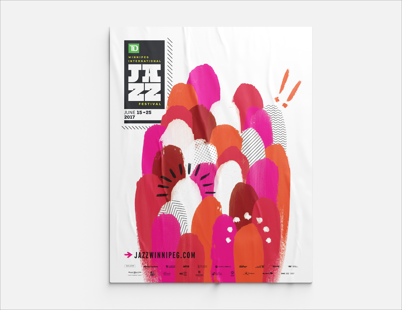1/9
Client: Winnipeg International Jazz Festival • Agency: Tétro • My Role: Lead Designer
A creative for the 2017 festival. The client wanted abstract and eye catching. These posters plastered all around Winnipeg just did that. Inspired by the cro