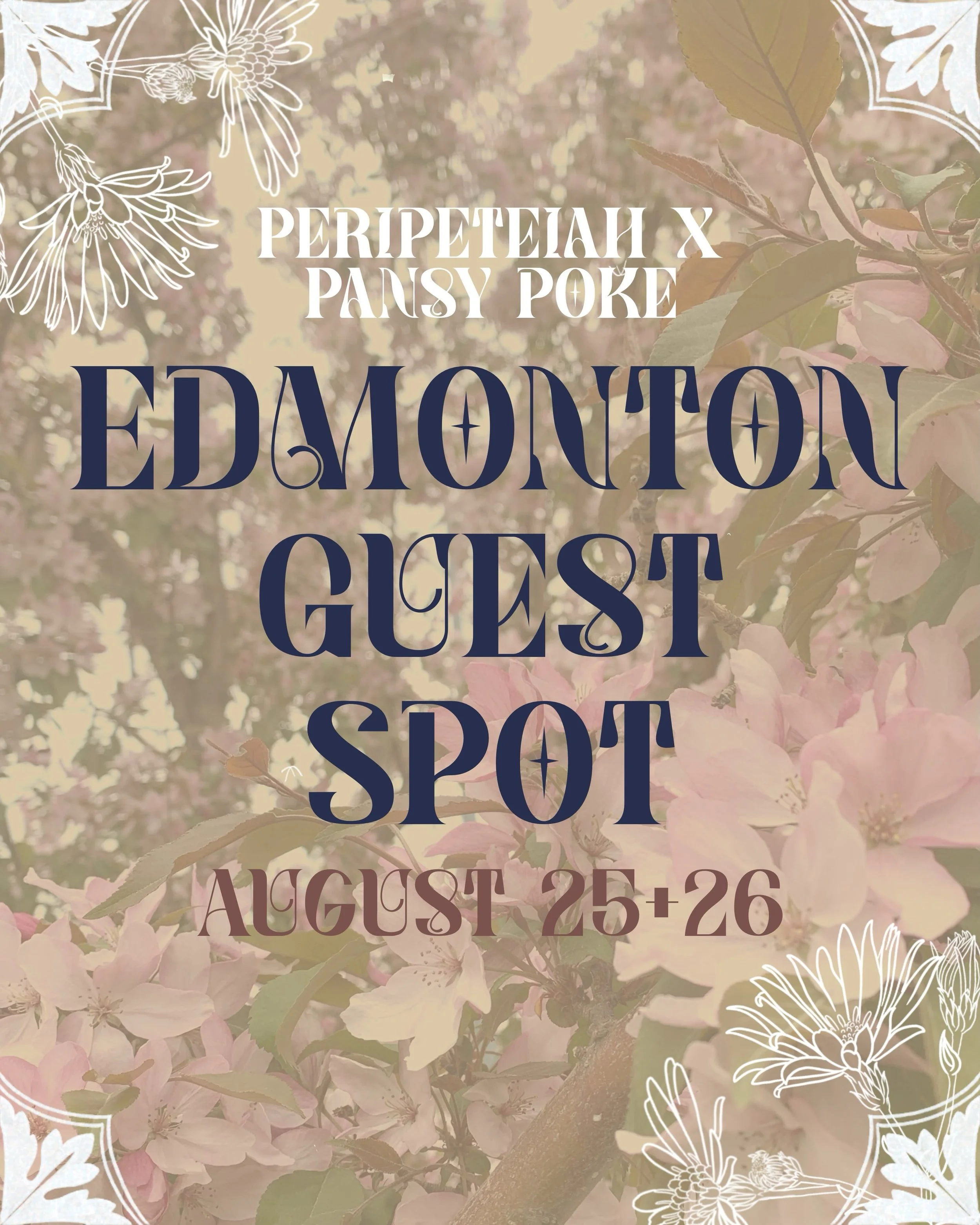 ✨ 𝖤𝖽𝗆𝗈𝗇𝗍𝗈𝗇 𝖦𝗎𝖾𝗌𝗍 𝖲𝗉𝗈𝗍✨

I will be joining the lovely folks at @pansypoke.co in a Edmonton, amiskwaciy-w&acirc;skahikan, on August 25&amp;26.

Wild Flower Flash from plants who have crossed my path + full flash highlight to browse.

A