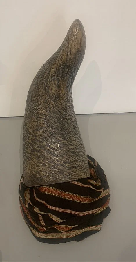 The Wool, 2020 71 x 32 x 40 cm Glazed stoneware, vintage wool scarf