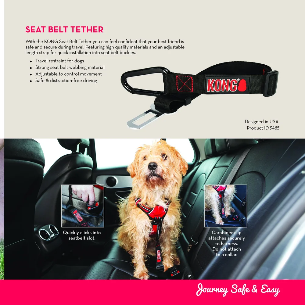 Kong Dog Seat Belt Tether KONG Ultimate Safety Tether Car Secure Belt Iso  Fix
