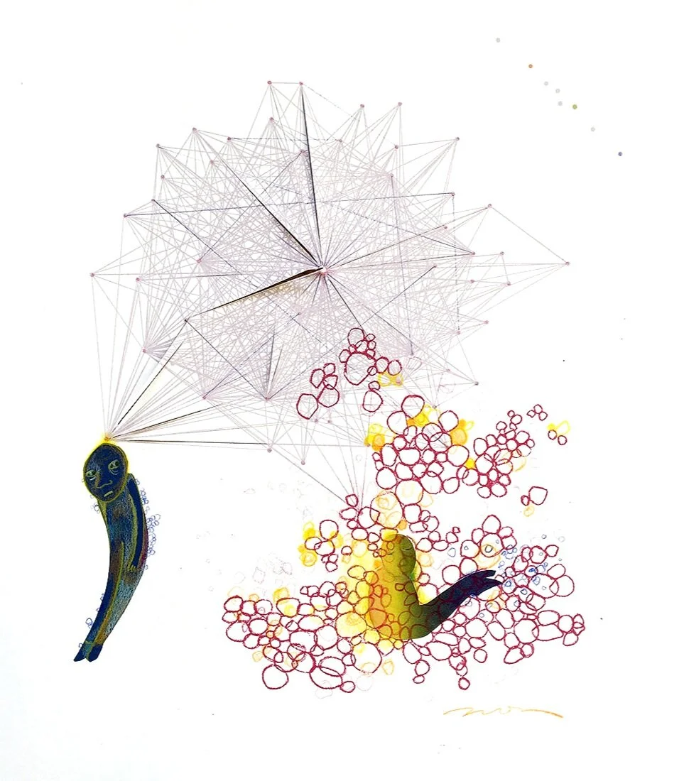 The First Thought, 2012. Screenprint and pencil on paper.