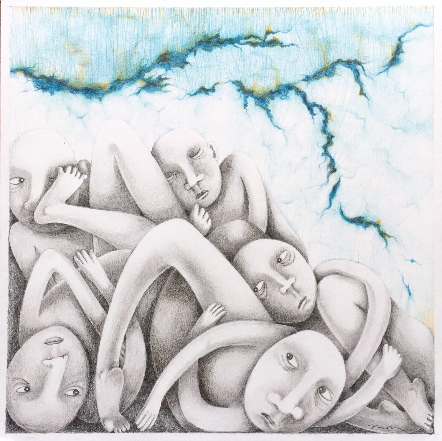 In The Beginning, 2016. Pencil on paper. SOLD.