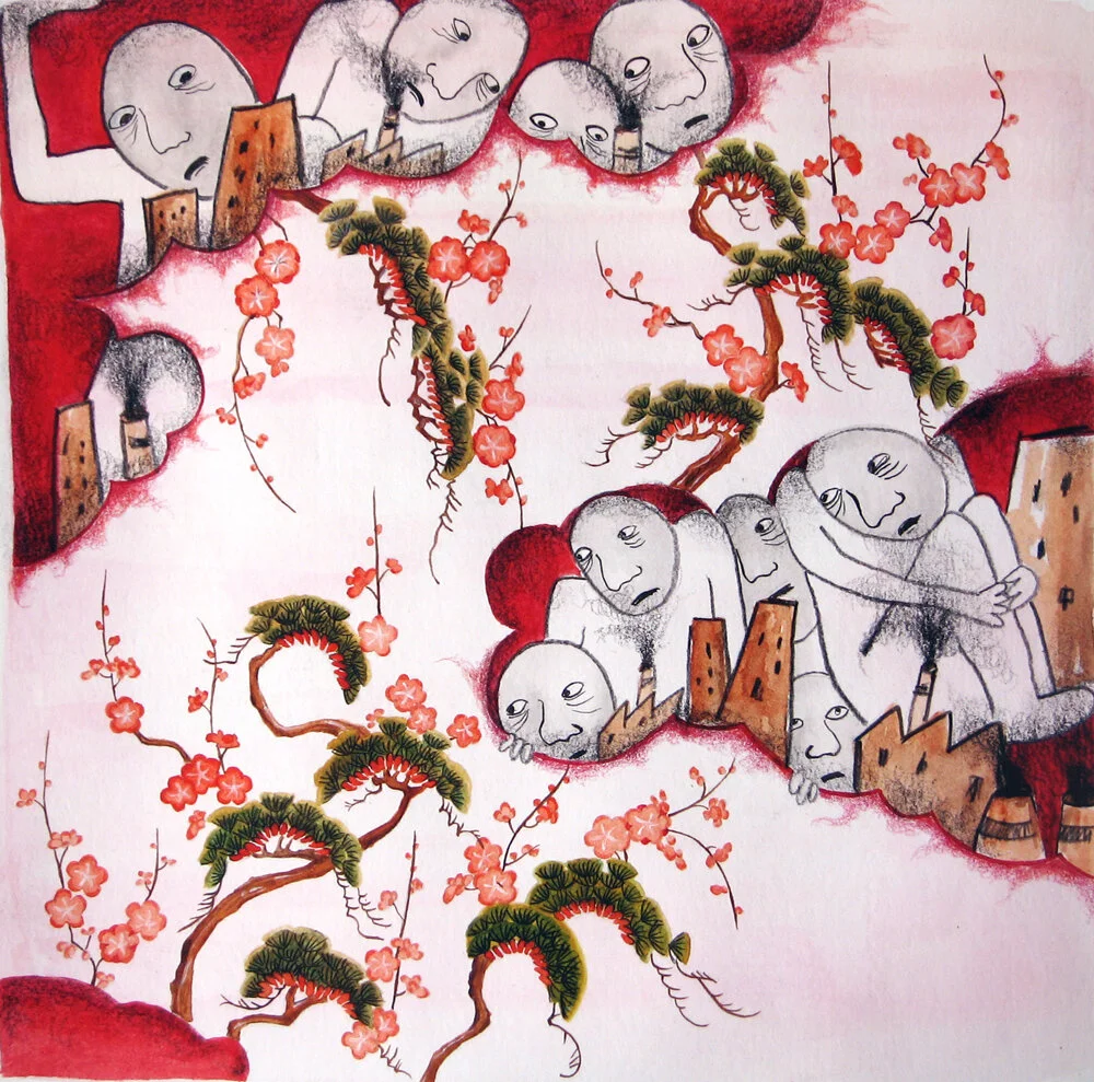 Blossoming Nonsense, 2008. Pencil, watercolour on paper. SOLD.