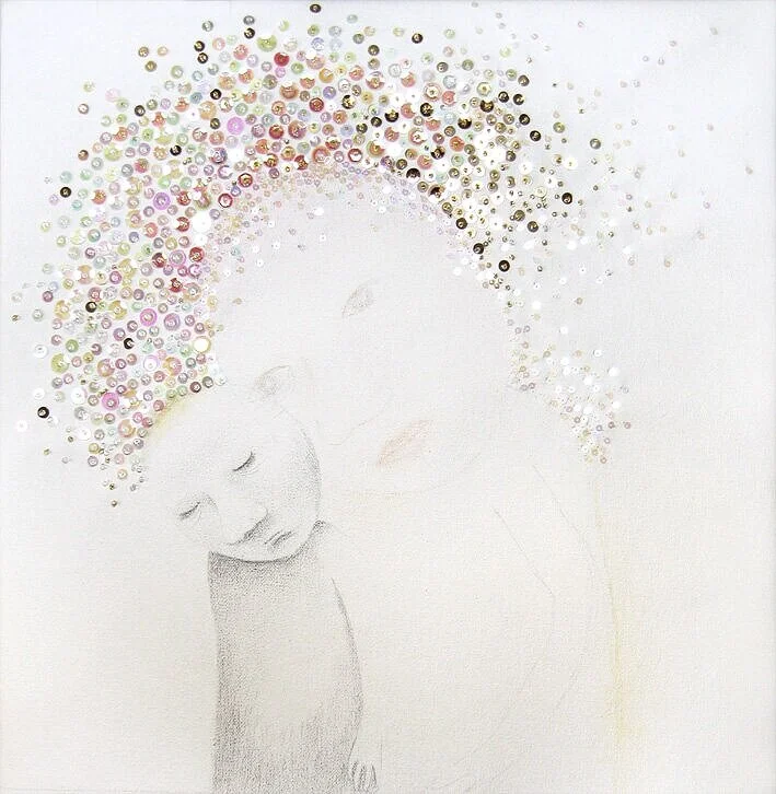 Better Me, 2010. Pencil and sequins on canvas. SOLD.
