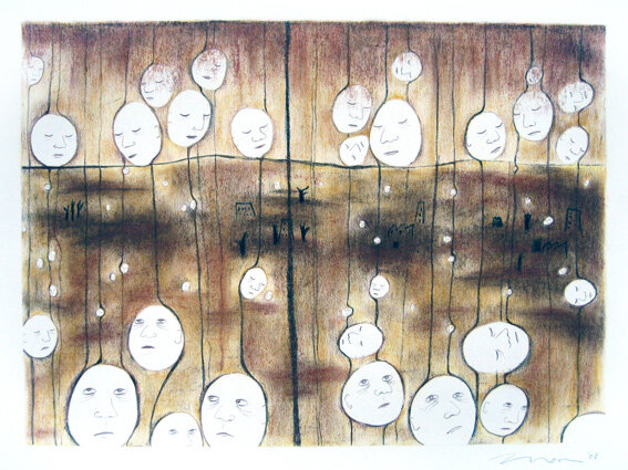 Cellular II, 2008. Charcoal, pastel on paper.