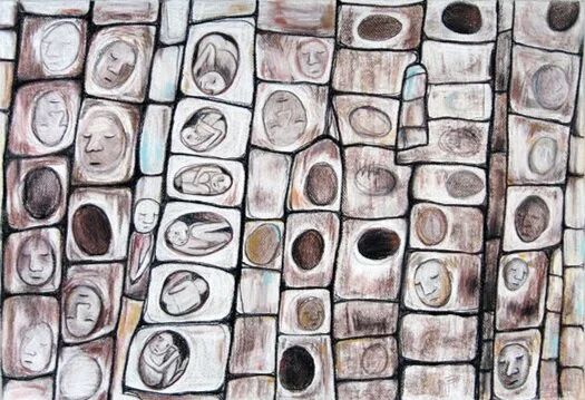Cellular III, 2008. Charcoal, pastel on paper.