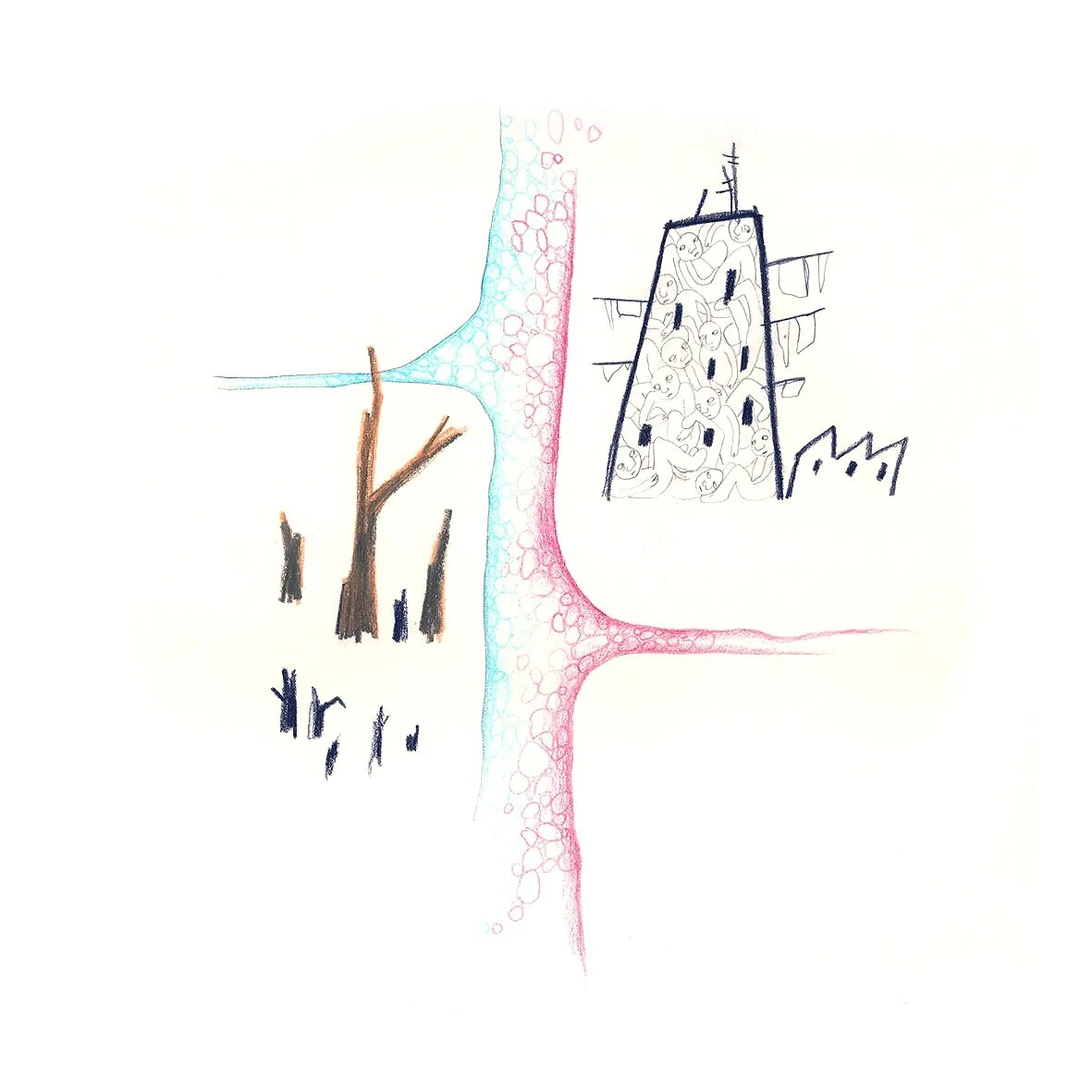 Untitled drawing 2009. Pencil and conté on paper.