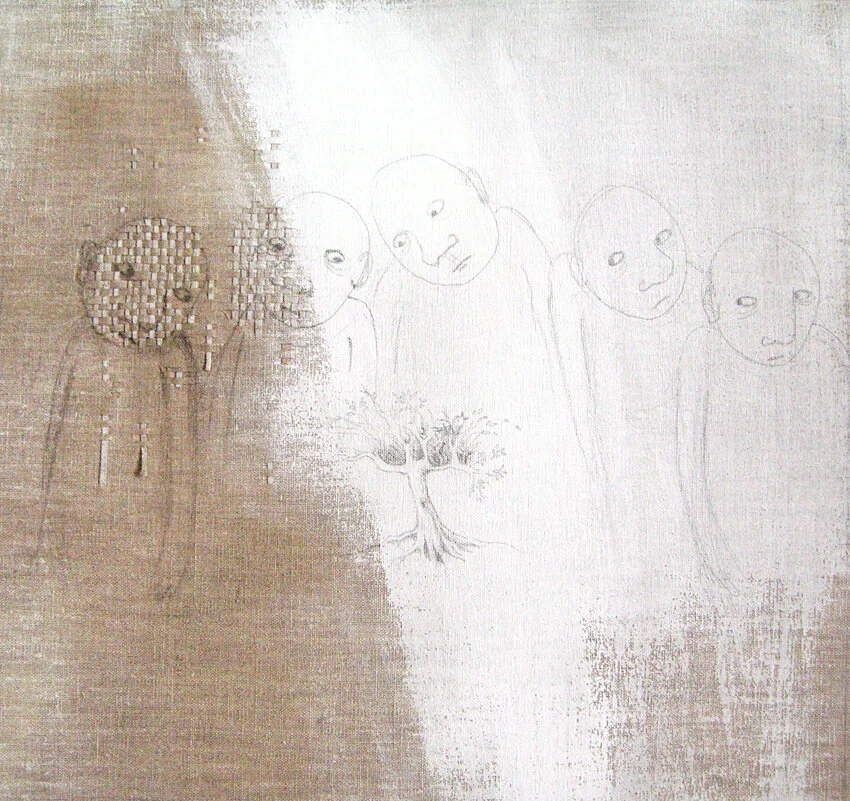 Woven, 2011. Pencil, acrylic on linen.