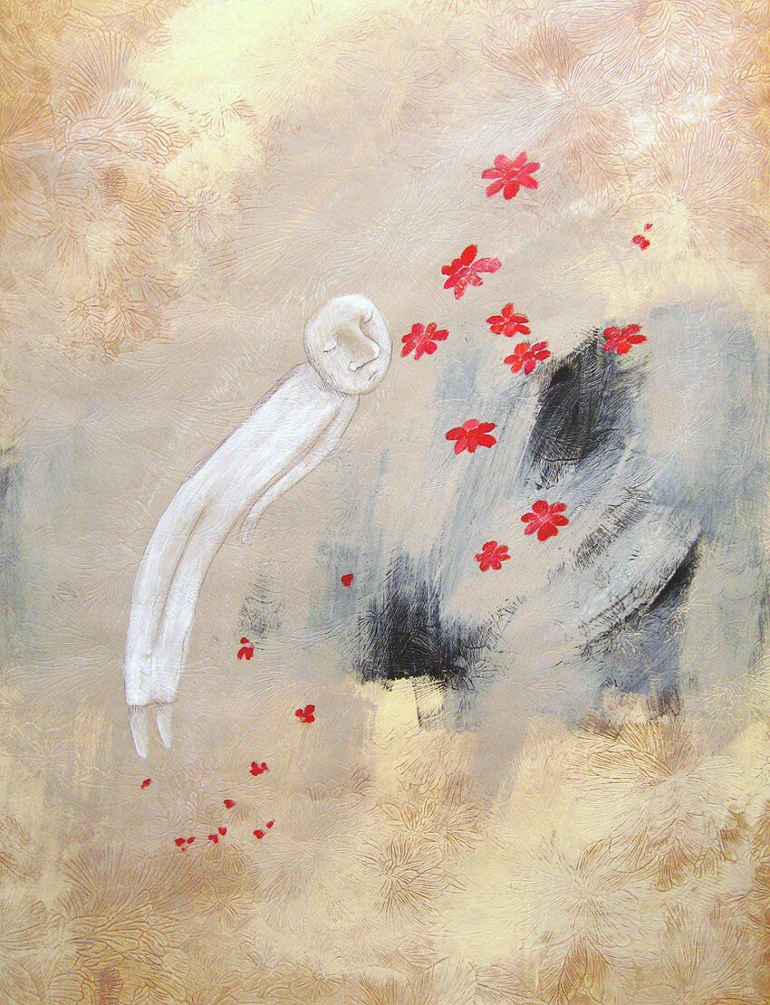 One Moment, 2011. Acrylic and pencil on wallpaper. SOLD.