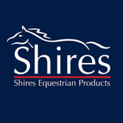 Shires Equestrian Products logo with horse outline.
