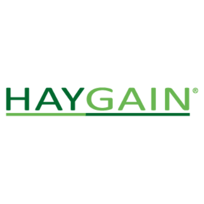 HAYGAIN logo in green letters on white background.