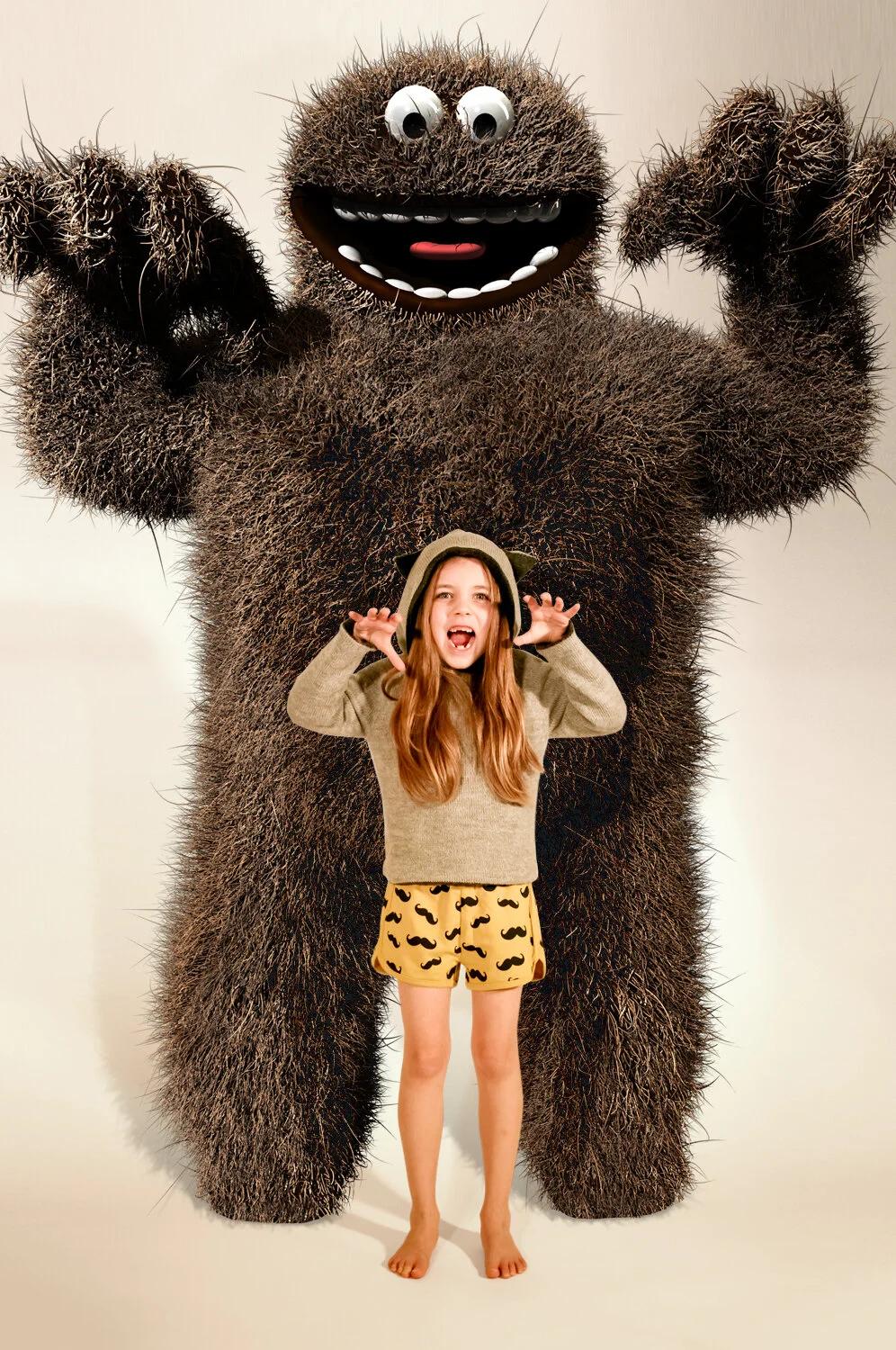 kids shoot with a friendly monster