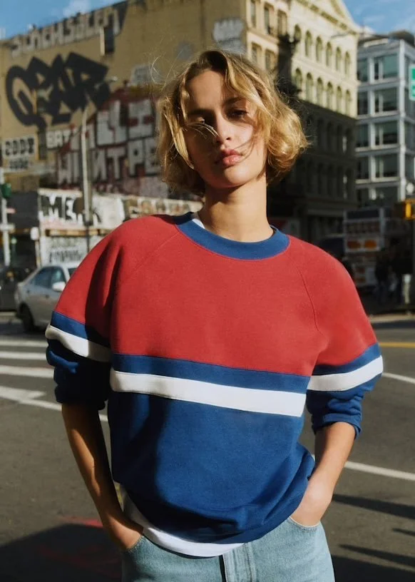 Sezane red and blue sold out sweater - size Medium
