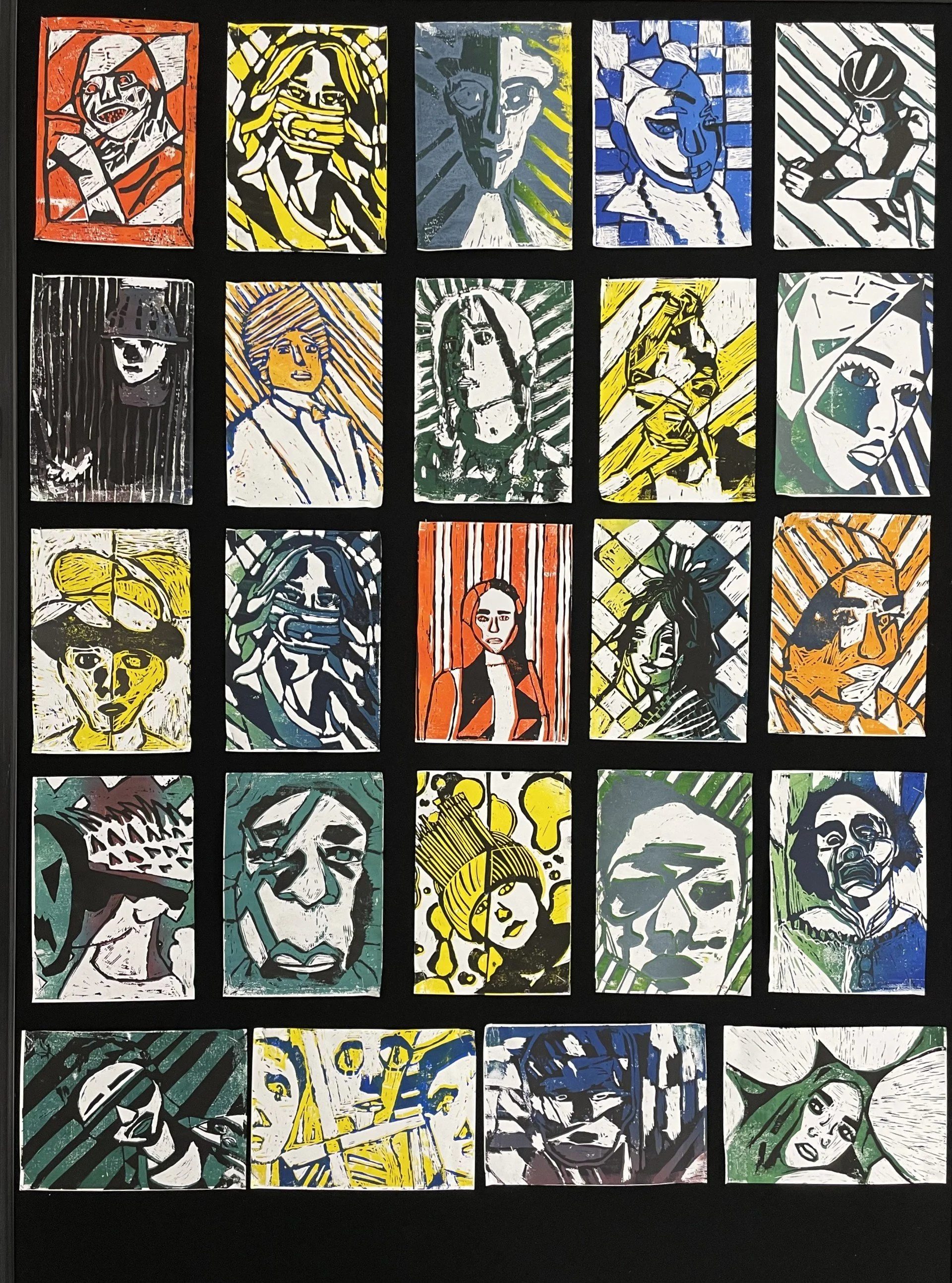 Year 8 Lino Self-Portraits