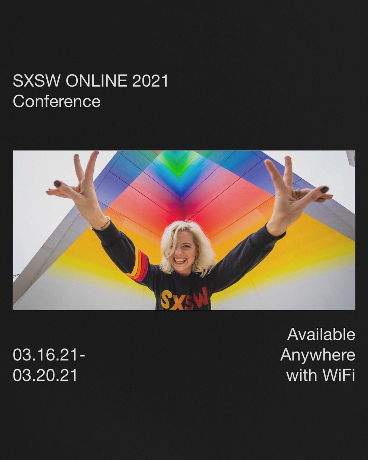 SXSW ONLINE 2021 hosted by @SXSW will be open from: 03.16.2021-03.20.2021
...
Online: Yes
Free: No
...
SXSW is going digital this year, with online experiences including keynotes, Conference sessions, Music Festival showcases, Film Festival screening