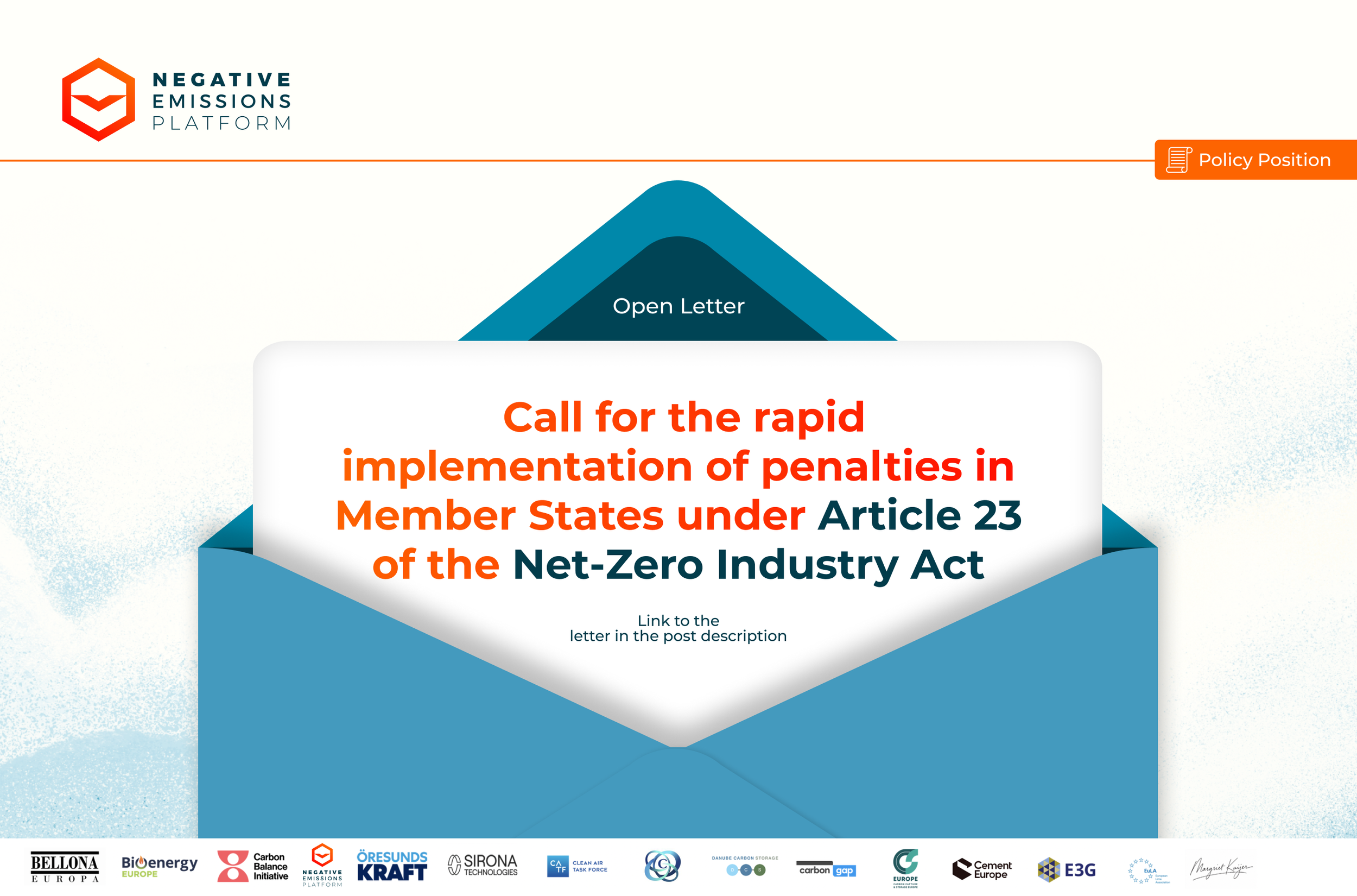 Open Letter: Call for the rapid implementation of penalties in Member States under Article 23 of the Net-Zero Industry Act&nbsp;