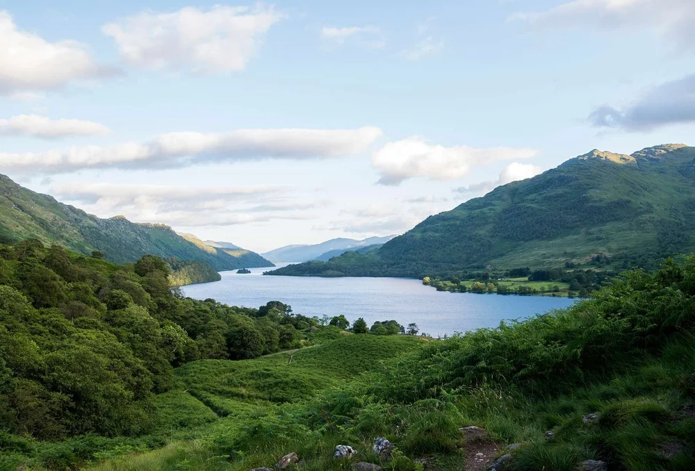 Loch Lomond surrounded by Highland hills