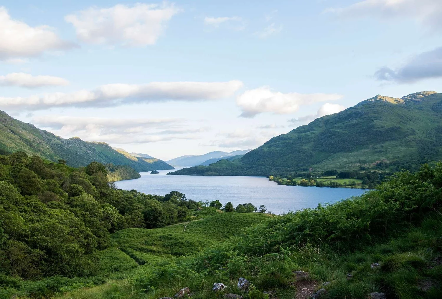 Loch Lomond surrounded by Highland hills