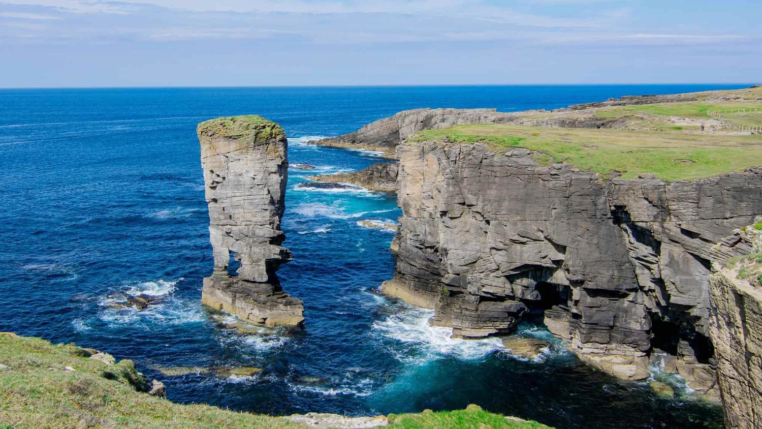 A sea stack beside the cliffs of Orkney