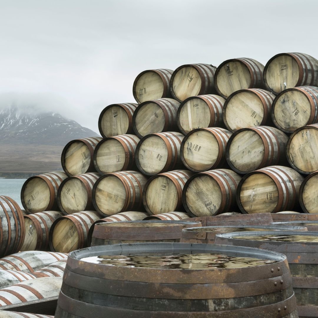 whisky casks on Islay on a tour from Edinburgh