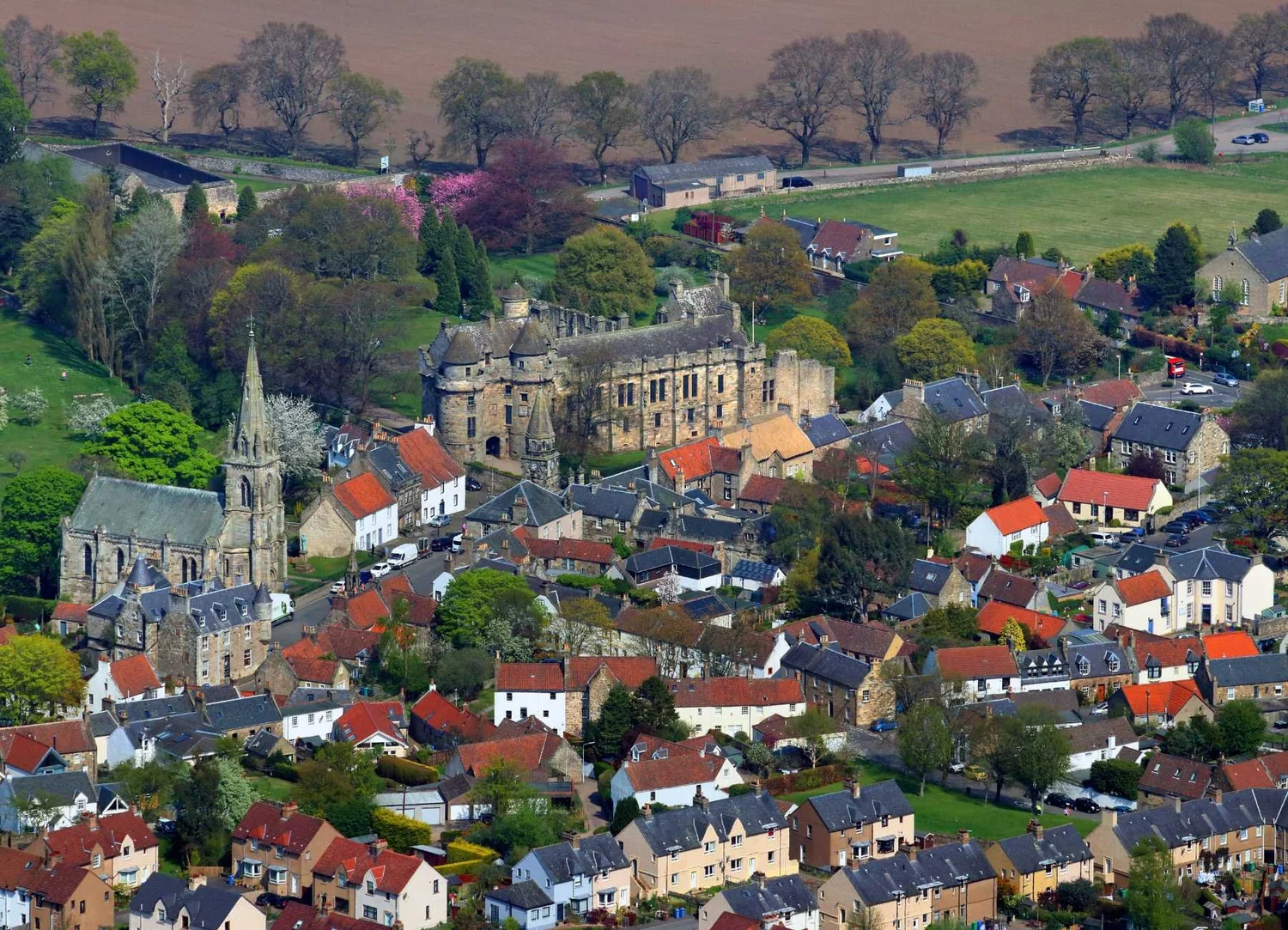 The historic village square in Falkland