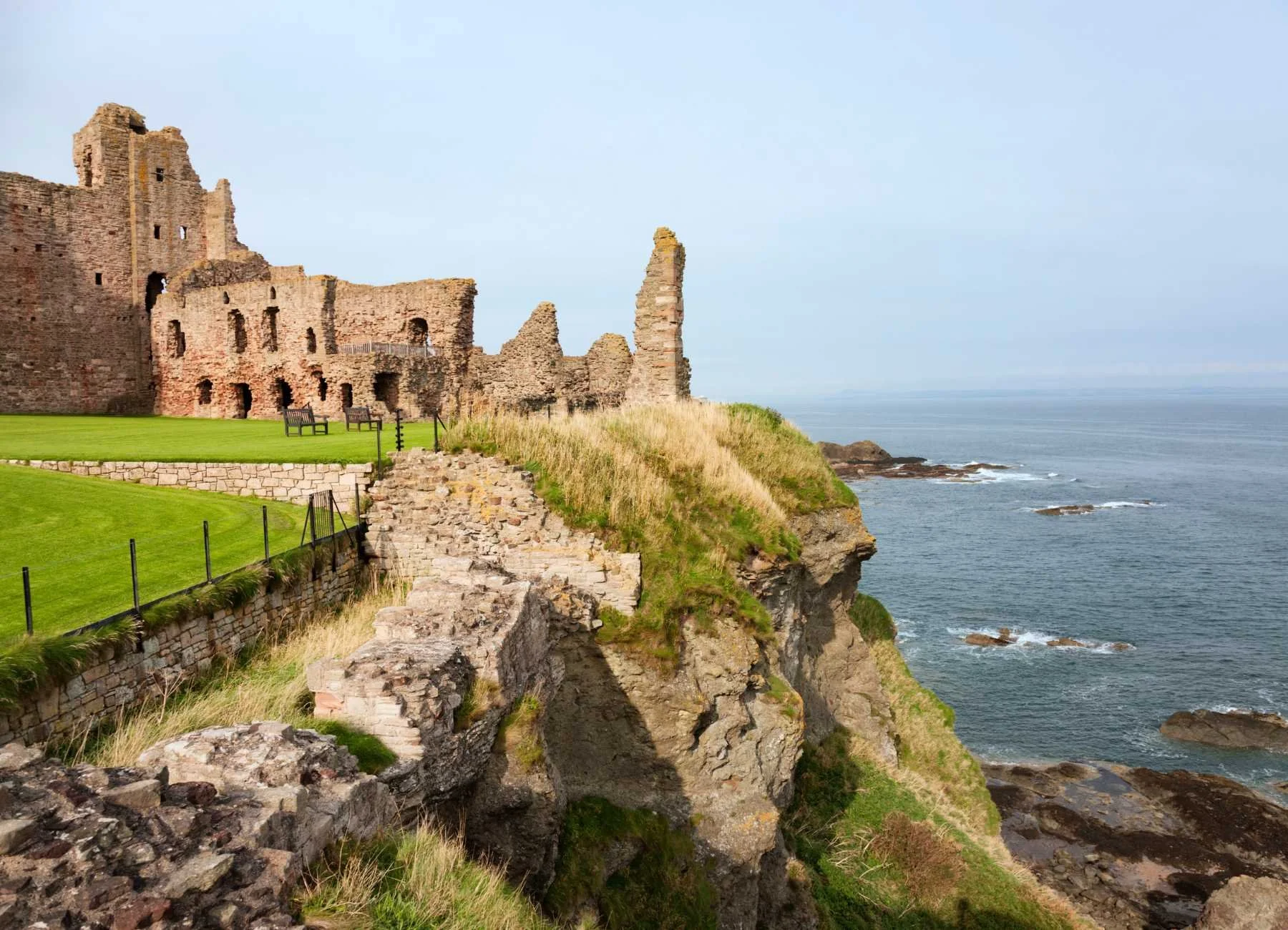 The ruins of Tantallon Castle standing above Scotland’s east coast