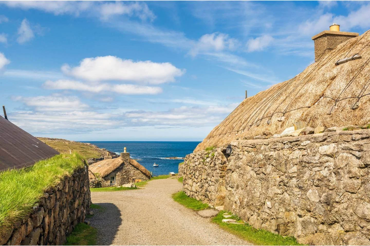 Traditional blackhouses at Gearrannan on the Isle of Lewis