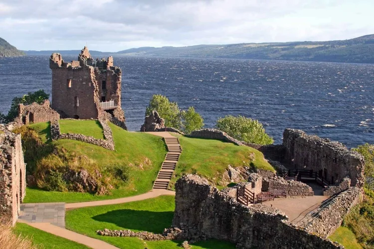 Urquhart Castle on the shore of Loch Ness