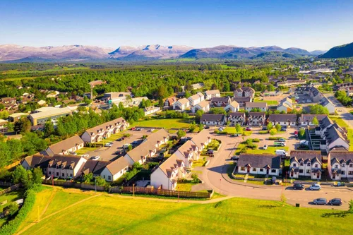 Aviemore with the Cairngorm mountains beyond