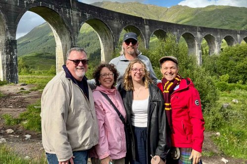 Guests on a Scotland’s Wild tour in front of the Glenfinnan Viaduct