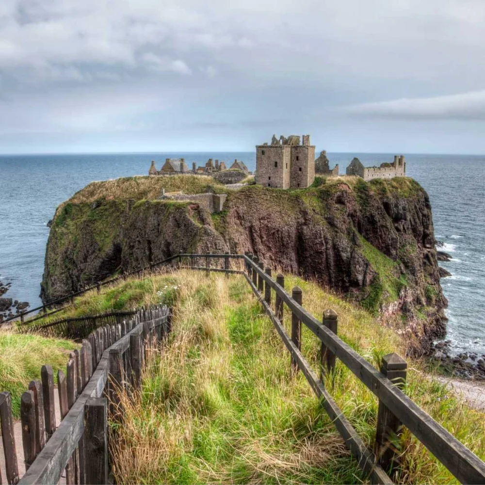 Dunnottar Castle on its clifftop rock above the sea