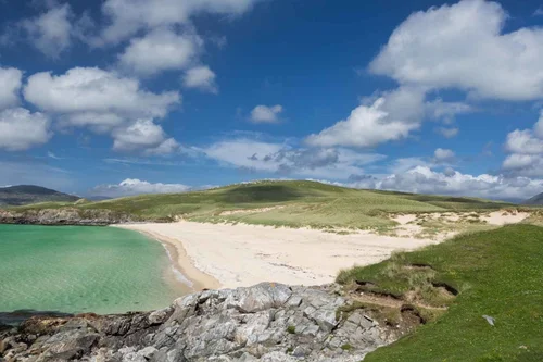 White sand and turquoise water at Luskentyre Beach on Harris