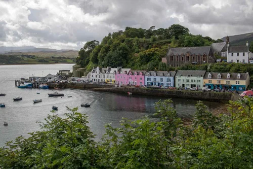 The colourful houses of Portree harbour on the Isle of Skye