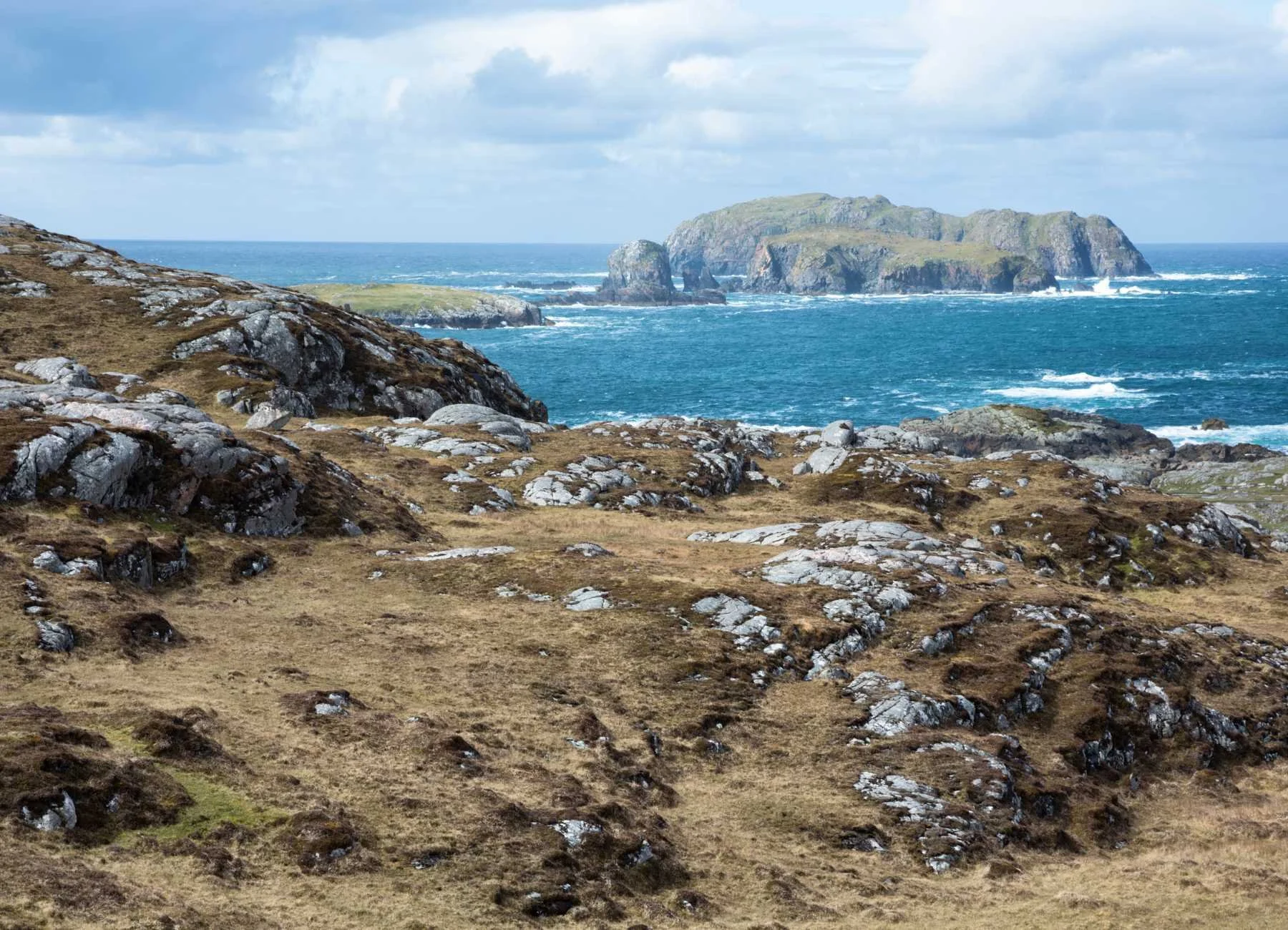Wild coastline in the Hebrides of Scotland