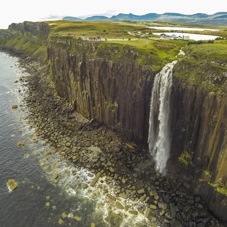 Mealt Falls beside the basalt cliffs at Kilt Rock