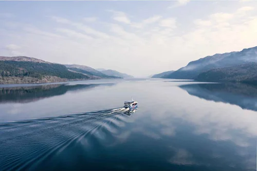 A cruise boat out on Loch Ness