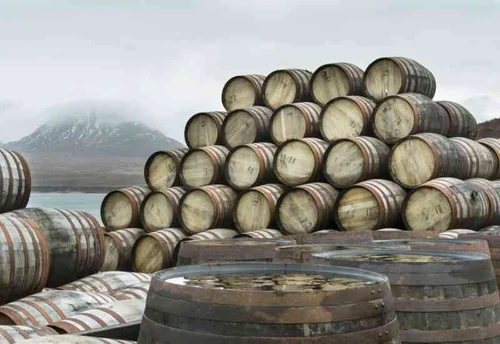 Whisky casks at a distillery on Islay