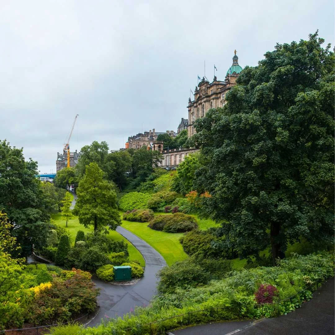 Green parkland in central Edinburgh