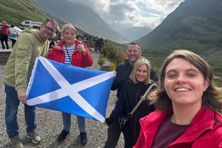 Guide Georgie with a Scotland's Wild tour group in Glencoe