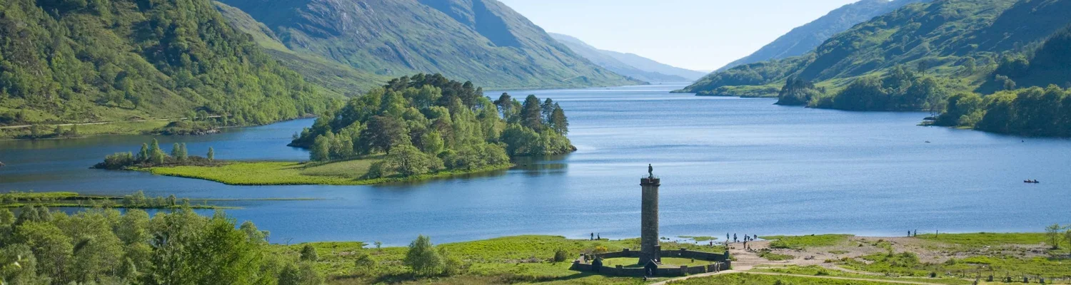 Loch Shiel and Glenfinnan Monument in the Scottish Highlands